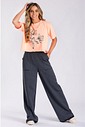 Calça Wide Leg Moletom Peluciada Mescla Escuro Calça Wide Leg Moletom Peluciada Mescla Escuro