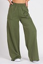 Calça Wide Leg Moletom Verde Militar