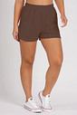 Short de Moletom Feminino Bolso a Fio Marrom