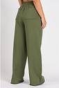Calça Wide Leg Moletom Peluciada Verde Militar