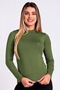 Camiseta Térmica Manga Longa Feminina Peluciada Verde Militar