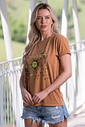 T-shirt Estonada Sol Lua Flor Caramelo