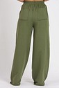 Calça Wide Leg Moletom Verde Militar
