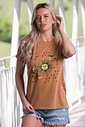 T-shirt Estonada Sol Lua Flor Caramelo