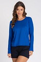 Camiseta Feminina UV Dry Manga Longa Raglan Azul Royal