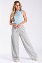 Calça Wide Leg Moletom Peluciada Mescla Calça Wide Leg Moletom Peluciada Mescla