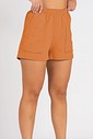 Short de Moletom Feminino Bolso a Fio Caramelo Short de Moletom Feminino Bolso a Fio Caramelo