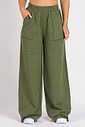 Calça Wide Leg Moletom Verde Militar