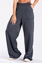 Calça Wide Leg Moletom Peluciada Mescla Escuro Calça Wide Leg Moletom Peluciada Mescla Escuro