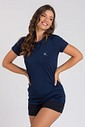 Camiseta Feminina UV Dry Manga Curta Raglan Marinho