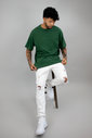 T-shirt Oversized Masculina Verde Musgo Luxo Urbano