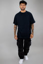 T-shirt Oversized Masculina Preta Luxo Urbano