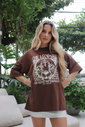 T-shirt Oversized Leopardo Marrom  Luxo Urbano