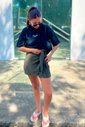 Shorts Saia Jade Transpassado Verde Escuro Luxo Urbano