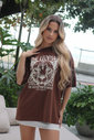 T-shirt Oversized Leopardo Marrom  Luxo Urbano