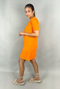 T-shirt Dress Laranja Feminino Luxo Urbano