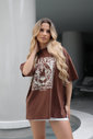 T-shirt Oversized Leopardo Marrom  Luxo Urbano