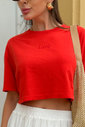 Cropped Bordado Love Vermelho  Luxo Urbano
