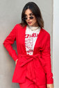 Blazer de Linho Vermelho Luxo Urbano