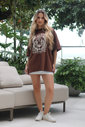 T-shirt Oversized Leopardo Marrom  Luxo Urbano
