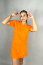 T-shirt Dress Laranja Feminino Luxo Urbano