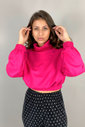 Casaco de Moletom com Gola Alta Nine Rosa Luxo Urbano