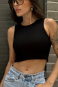 Regata Cropped Canelada Preto Luxo Urbano