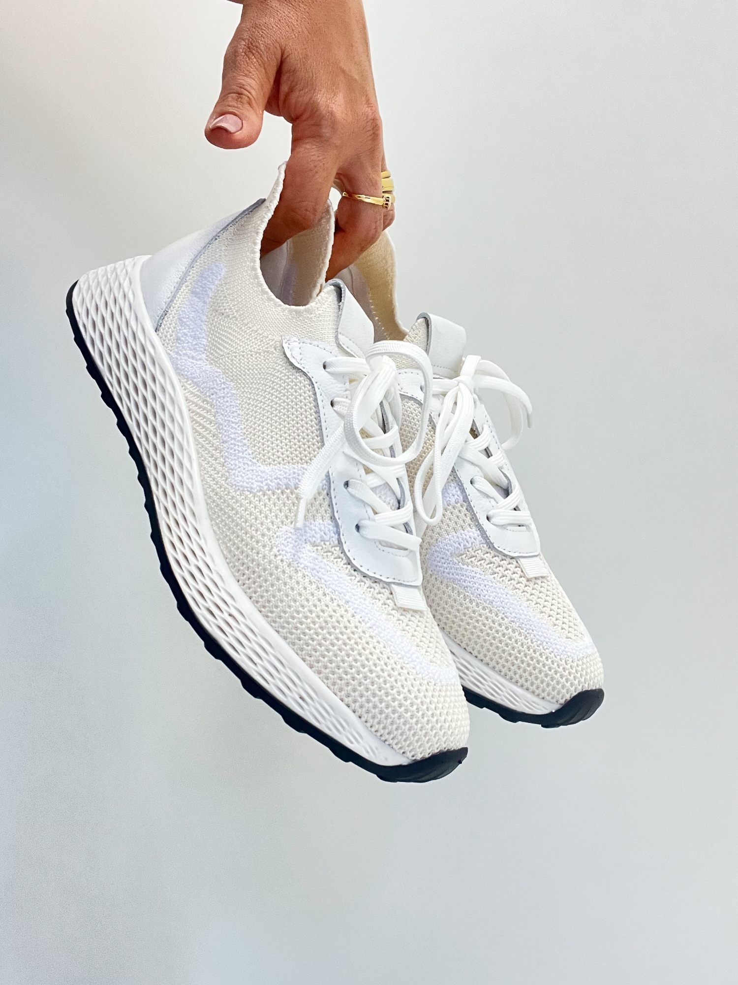 Ayla - Tênis Feminino Casual Knit Branco Ultraleve