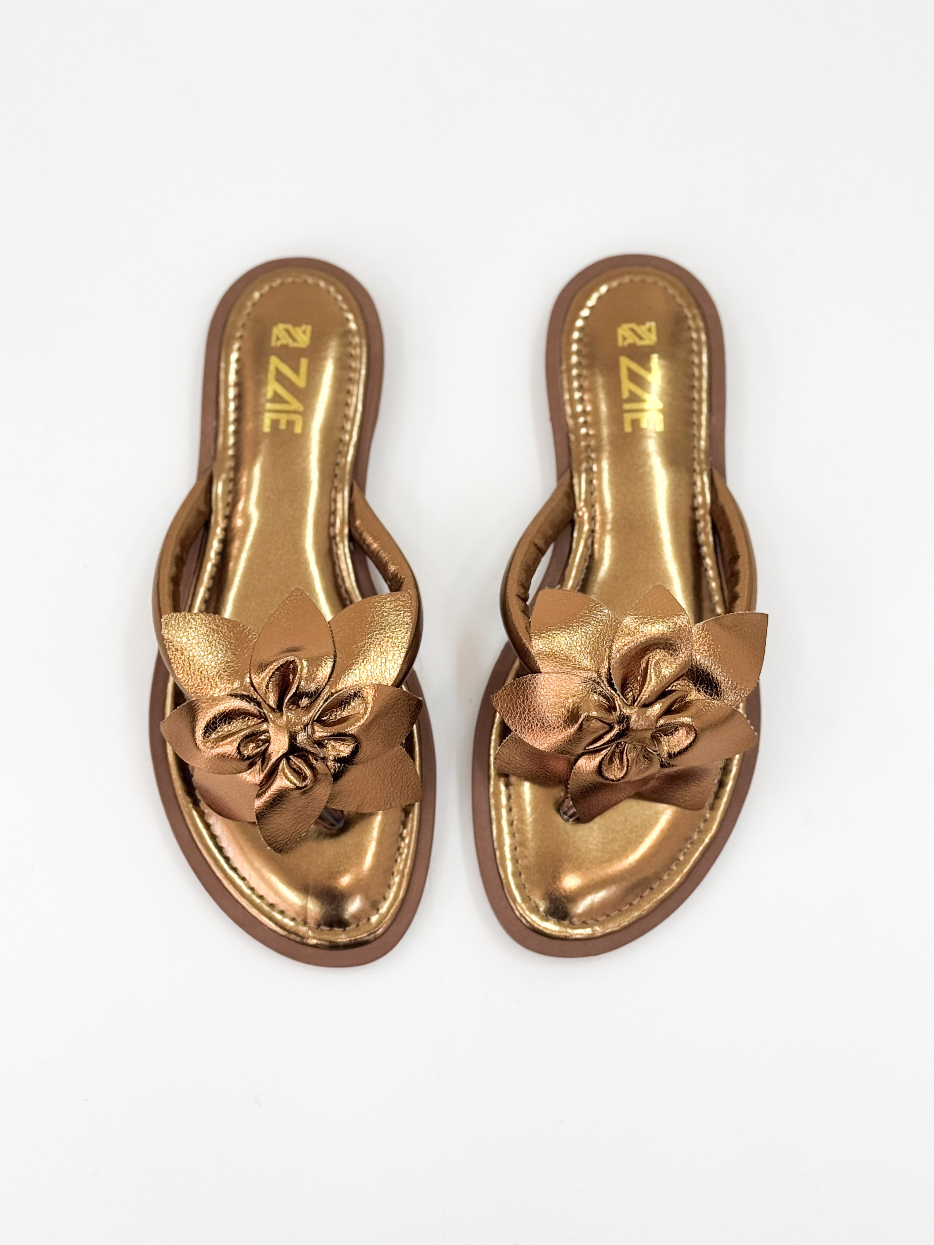 Dani — Chinelo Rasteira Bronze com Laço