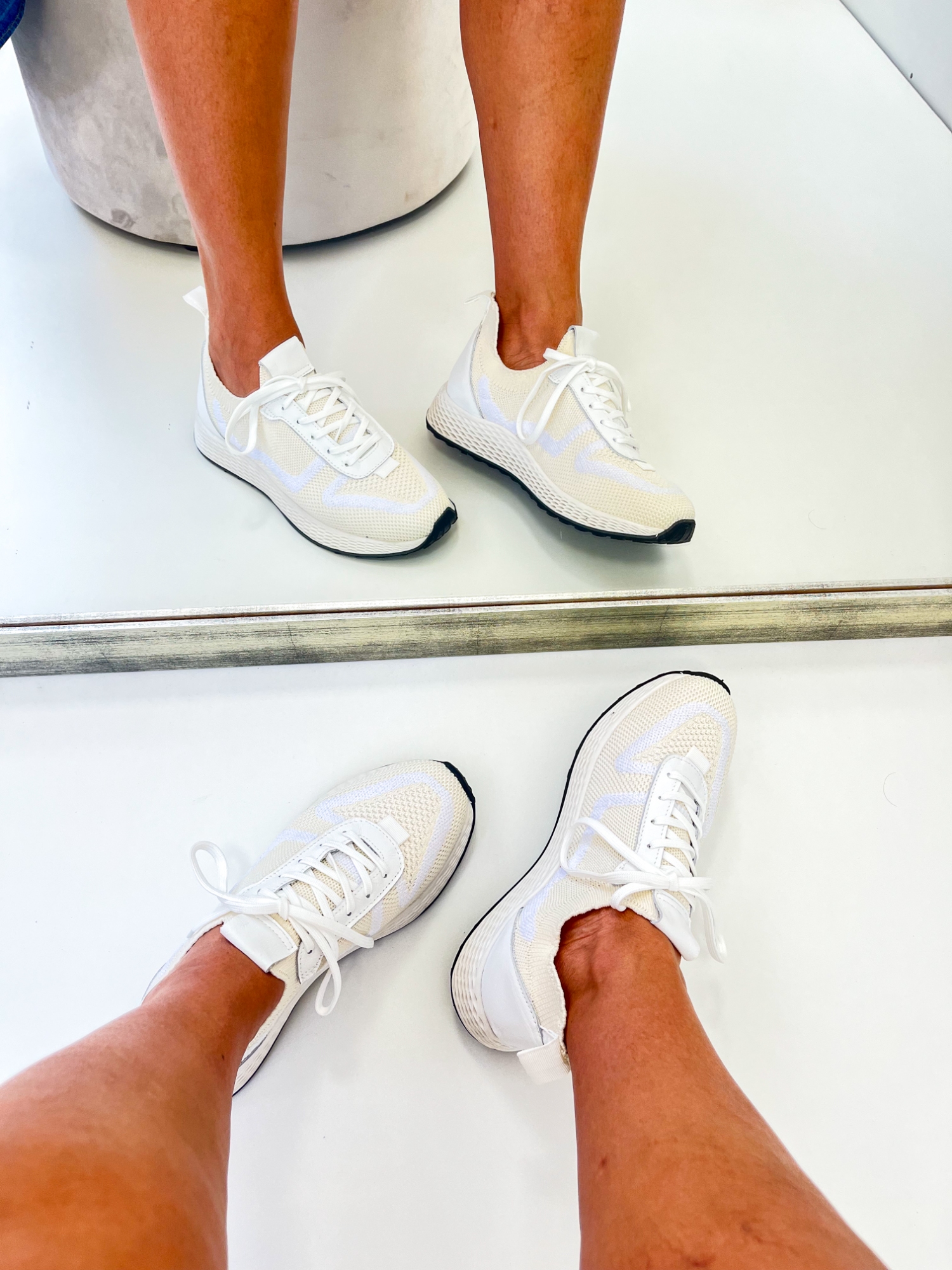 Ayla - Tênis Feminino Casual Knit Branco Ultraleve