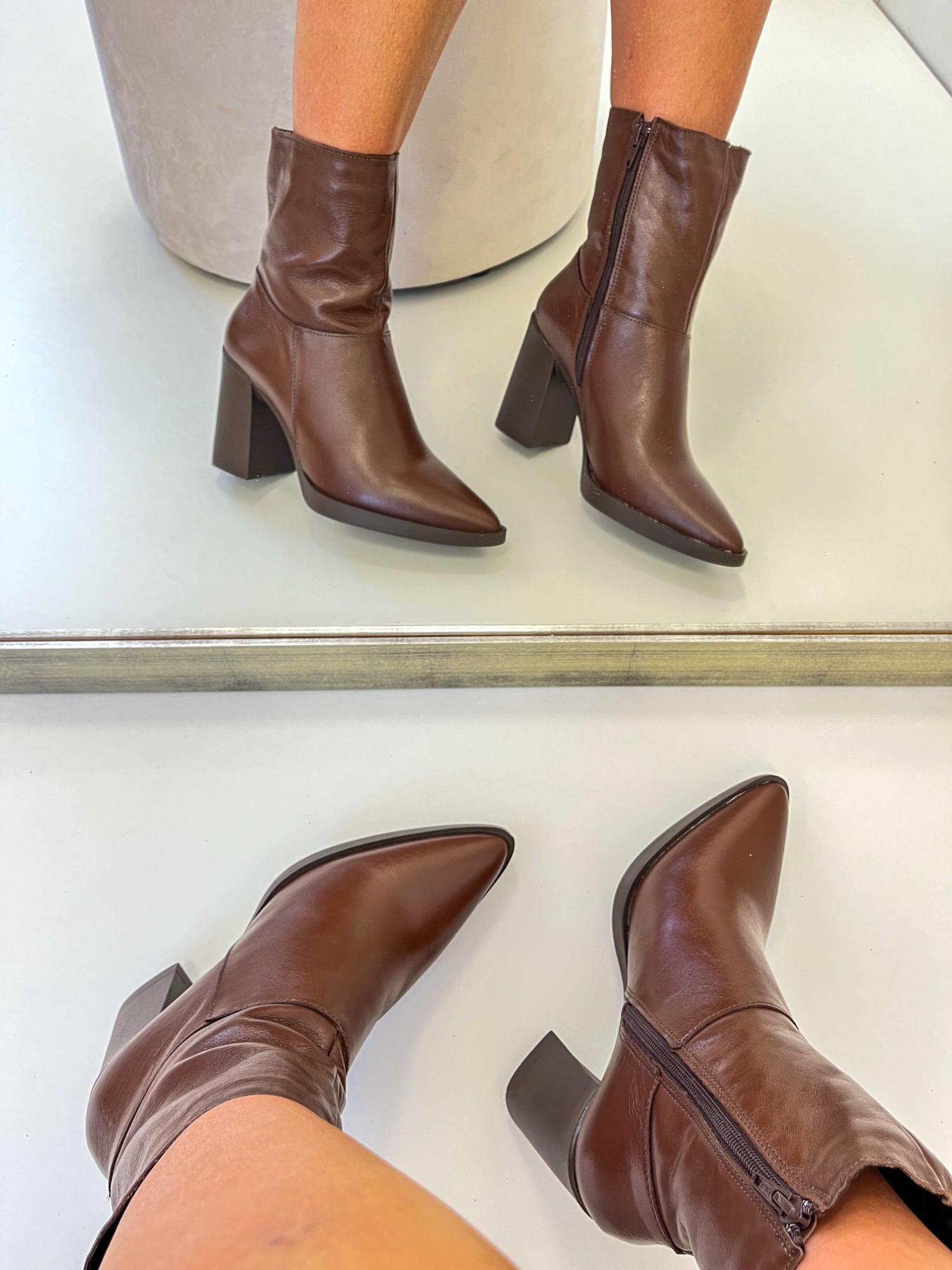 Beca - Bota Feminina 2 em 1 Capa Removível em Couro Chocolate