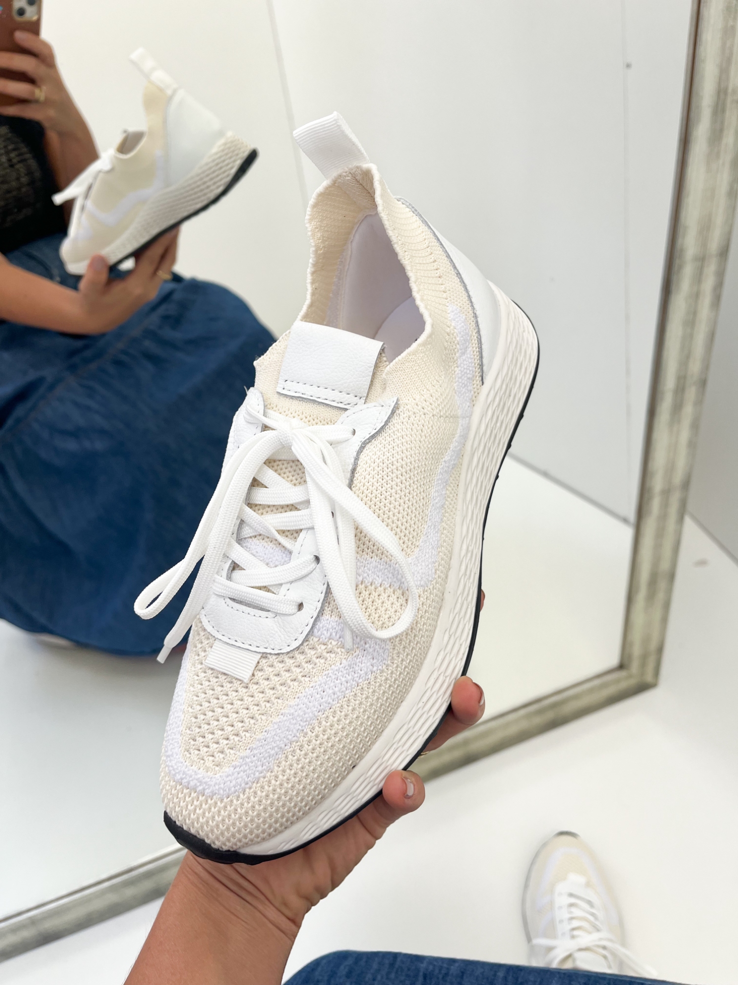 Ayla - Tênis Feminino Casual Knit Branco Ultraleve