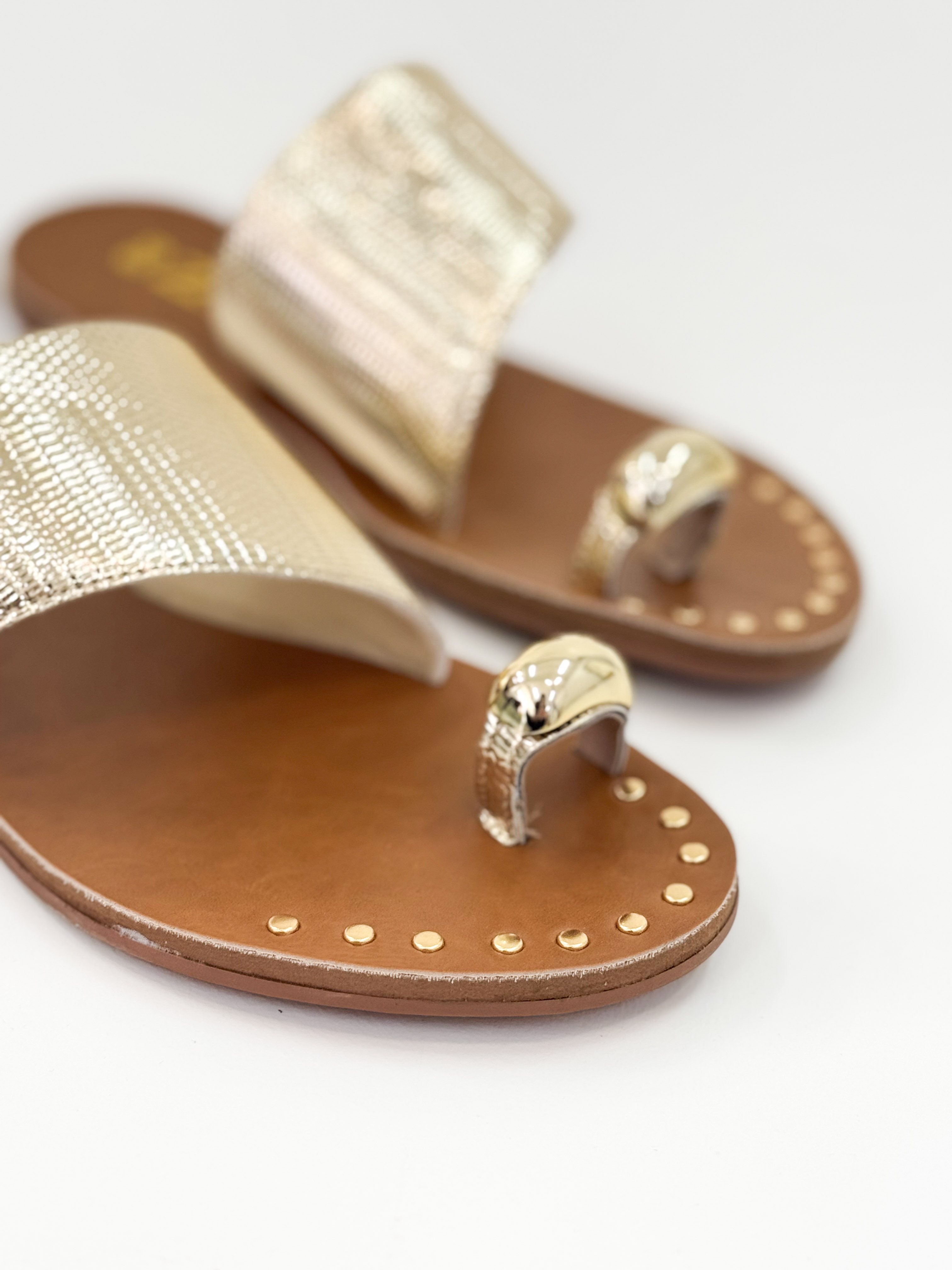 Riti – Chinelo Rasteira Ouro Light com Tira Metalizada e Detalhes Dourados Riti – Chinelo Rasteira Ouro Light com Tira Metalizada e Detalhes Dourados