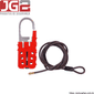 Gancho de bloqueio JG2 plástico multiuso, 6 furos, com cabo de aço Ø4mm x 1,8m ajustável e haste de aço cromada JGL255-1