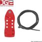 Dispositivo de bloqueio JG2 multiuso, 6 furos, com cabo de aço Ø4mm x 1,8m ajustável JGL256-1 Dispositivo de bloqueio JG2 multiuso, 6 furos, com cabo de aço Ø4mm x 1,8m ajustável JGL256-1
