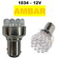 ISO6LD0017A 12V - LAMPADA 1034 LED 12V 2 POLOS 12 LEDS  AMBAR (EMB. COM 1 PECA- VALOR UNITARIO) - PC