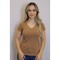 Blusa Lzt Ribana Gola V Feminina Cor Caramelo Blusa Lzt Ribana Gola V Feminina Cor Caramelo