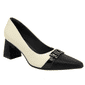 Sapato Piccadilly Salto Bloco Baixo Feminino Cor Off White/Preto Sapato Piccadilly Salto Bloco Baixo Feminino Cor Off White/Preto