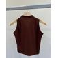 Regata Cropped Ribana Gola Feminino Cor Marrom Regata Cropped Ribana Gola Feminino Cor Marrom