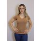 Blusa Lzt Ribana Gola V Feminina Cor Caramelo Blusa Lzt Ribana Gola V Feminina Cor Caramelo