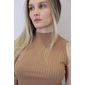 Regata Cropped Ribana Gola Feminino Cor Caramelo Regata Cropped Ribana Gola Feminino Cor Caramelo