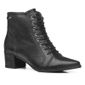 Bota Pegada Cano Baixo Bico Fino Em Couro Feminino Cor Preto
