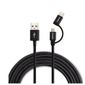 CABO USB - MICRO USB + USB-C 1,5M NYLON PRETO EUABC 15NP CABO USB - MICRO USB + USB-C 1,5M NYLON PRETO EUABC 15NP