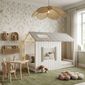Cama Infantil Montessoriana Cabana de Madeira Maciça - Branco e Cinza Cama Infantil Montessoriana Cabana de Madeira Maciça - Branco e Cinza