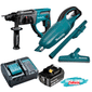 Kit Martelete Combinado Makita 20mm 18V + Aspirador de Pó Portátil DCL180Z + 1 Bateria 3Ah e Carregador 127V/220V