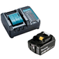 Kit Esmerilhadeira Angular Makita 5" 18V + 1 Bateria 3Ah e Carregador 127V/220V +  Aspirador de Pó Portátil DCL180Z