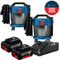 Kit 2 Aspirador Pó e Água Bosch 10L + 2 Baterias 18V 4Ah com 1 Carregador