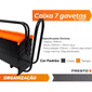 Caixa Laranja e Preta 7 Gavetas Com Rodas e Puxador 91804 Presto