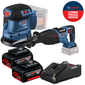Combo Lixadeira Orbital e Serra Sabre Bosch + 2 Baterias 18v 4ah com Carregador