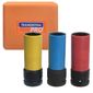 Kit Soquetes Sextavado Impacto Tramontina PRO Encaixe 1/2" 3 peças
